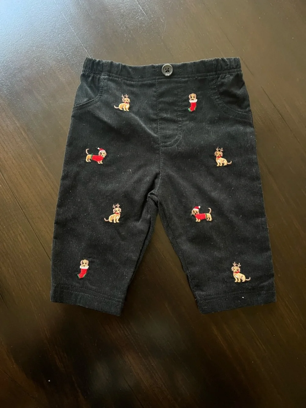 New - Little Me Red Plaid Christmas Baby Onesie with Navy Embroidered Pants